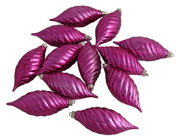 Club Pack of 12 Pink Magenta Shatterproof Finial Christmas Ornaments 4.75"