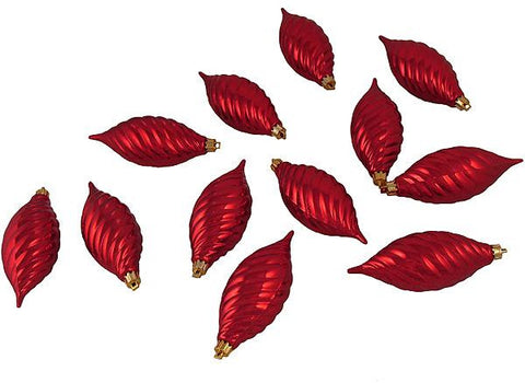 Club Pack of 12 Red Hot Shatterproof Finial Christmas Ornaments 4.75"