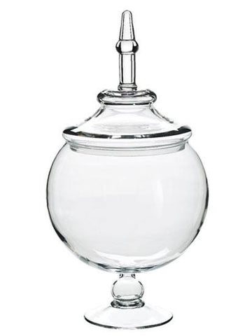 19" Clear Glass Multi-Purpose Dramatic Pedestal Globe Dish with Removable Lid