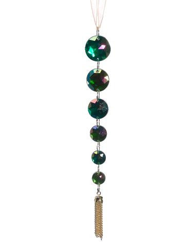 7" Regal Peacock Iridescent Green Jewel Pendant Christmas Ornament