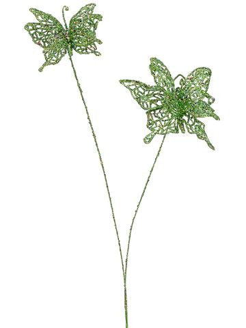 17" Princess Garden Whimsical Green Glitter Butterfly Floral Craft Spray