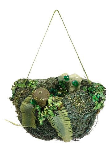 4.5" Princess Garden Whimsical Green Bird Nest Christmas Ornament