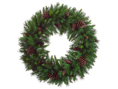 36" American Pine Artificial Christmas Wreath with Pine Cones - Unlit