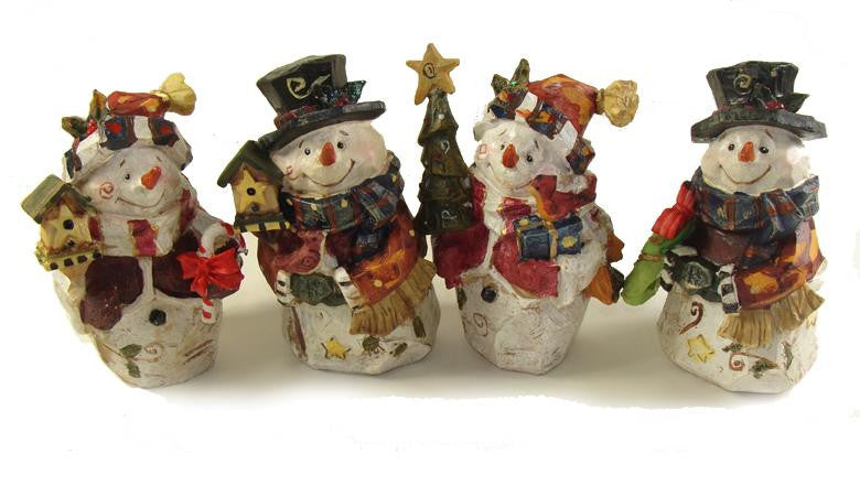 Club Pack of 48 Folk Art Snowman Table Top Decorations 5"