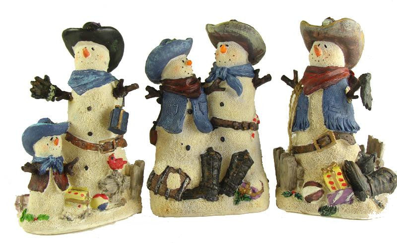 Club Pack of 48 Rustic Country Western Cowboy Snowmen Christmas Figures 5"