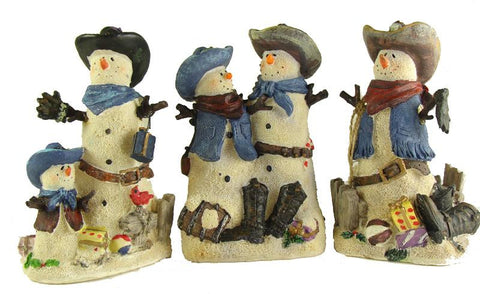 Club Pack of 48 Rustic Country Western Cowboy Snowmen Christmas Figures 5"