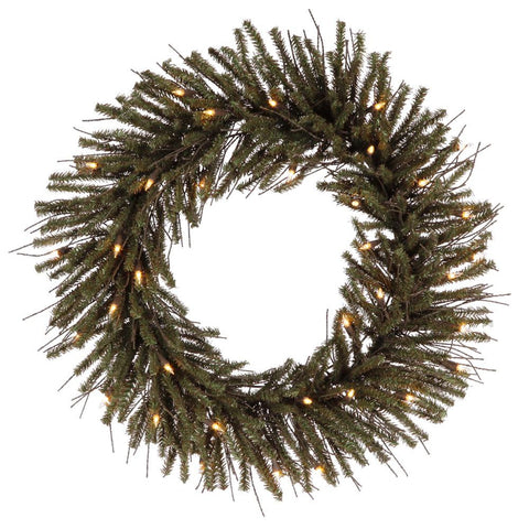 24" Pre-Lit Vienna Twig Artificial Christmas Wreath - Clear Lights