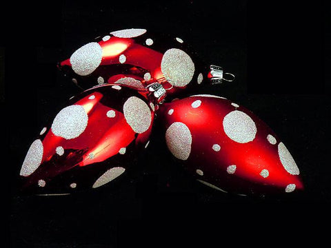 3ct Peppermint Twist Shatterproof Red Polka Dot Finial Christmas Ornaments