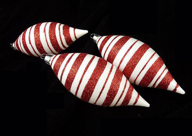 3ct Peppermint Twist Shatterproof Candy Cane Stripe Christmas Ornaments 5"