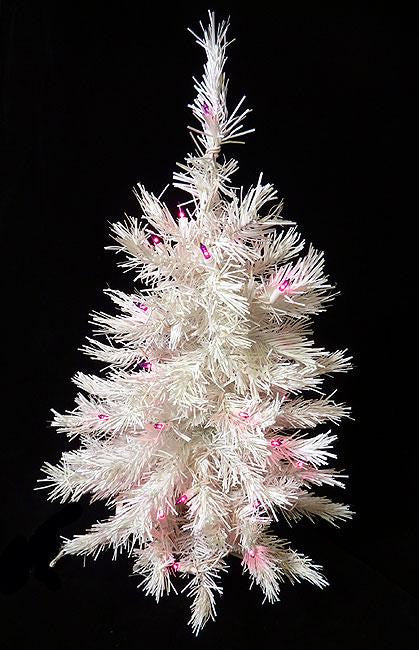 2' x 14" Pre-Lit Winter White Medium Artificial Christmas Tree - Purple Lights