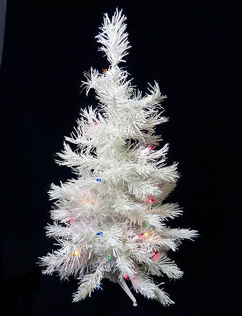 2' x 14" Pre-Lit Snow White Artificial Christmas Tree - Multi-Color Lights