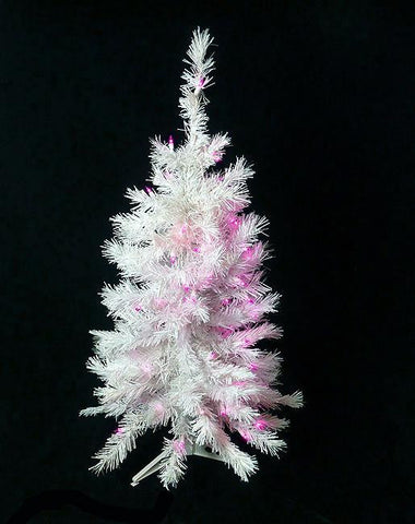 3' x 20" Pre-Lit Winter White Slim Artificial Christmas Tree - Purple Lights