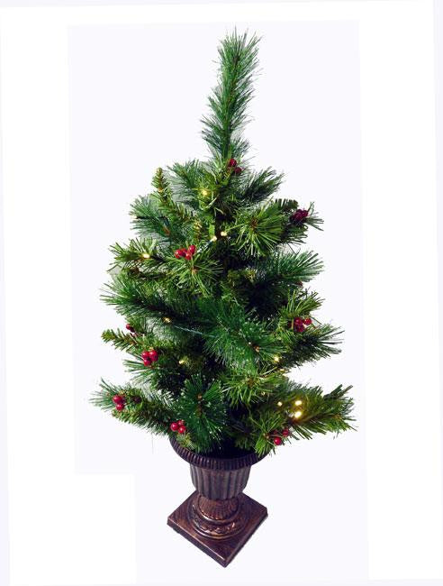 2.5' Pre-Lit Potted Battery Operated LED Lighted Dew Berry Christmas Tree