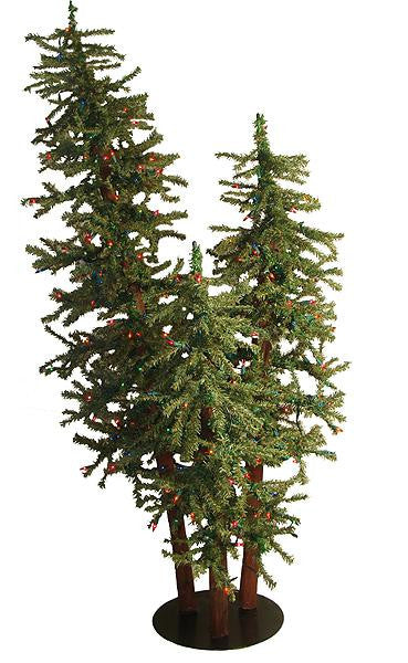 5' Pre-Lit Natural Alpine Artificial Christmas Tree Trio Set - Multi Lights