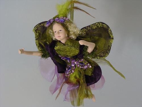 13" Princess Garden Purple Jeweled Porcelain Fairy Christmas Figure Ornament