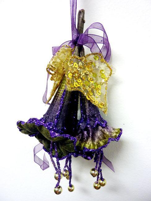 Princess Garden Green & Lavish Purple Trumpet Lily Christmas Ornament 7"