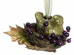 Princess Garden Opulent Green Glitter Bird in Nest Christmas Ornament