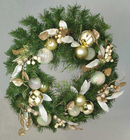 18" Gold Glamor Pre-Decorated Artificial Glitter Christmas Wreath - Unlit