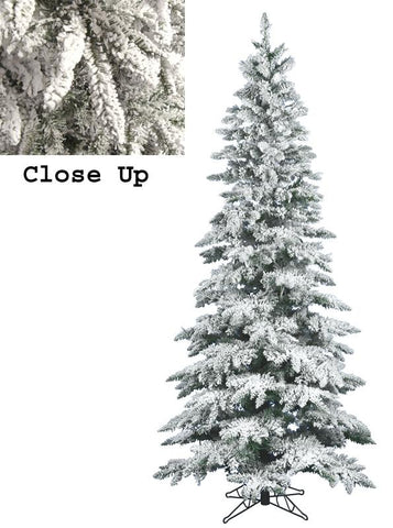 9' Snow Flocked Layered Utica Fir Slim Artificial Christmas Tree - Unlit