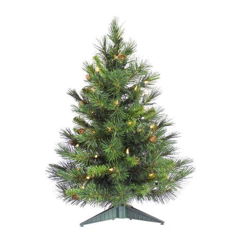 3' Pre-Lit Cheyenne Pine Artificial Christmas Tree with Pine Cones- Clear Lights