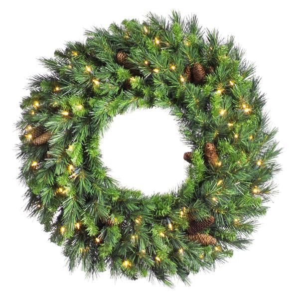 24" Pre-Lit Cheyenne Pine Artificial Christmas Wreath - Clear Dura Lights