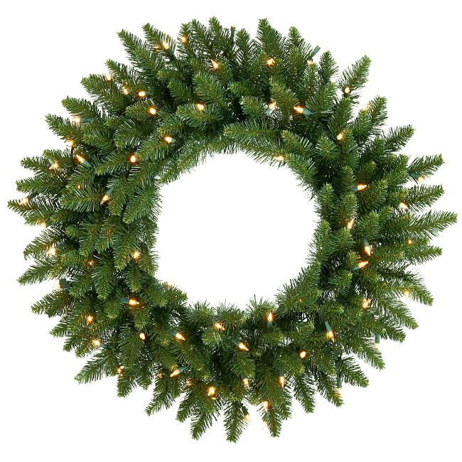 24" Pre-Lit Camdon Fir Artificial Christmas Wreath - Warm Clear LED Lights