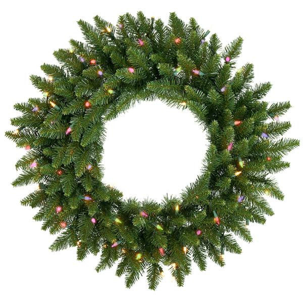 48" Pre-Lit Camdon Fir Artificial Christmas Wreath - Multi Dura Lights