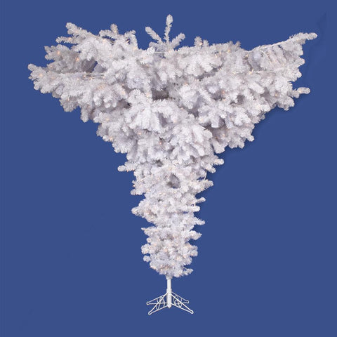 5' Pre-Lit Crystal White Spruce Artificial Upside Down Christmas Tree - Clear