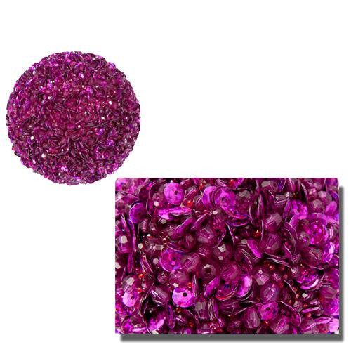 Lavish Fuschia Pink Fully Sequined & Beaded Christmas Ball Ornament 4.25"