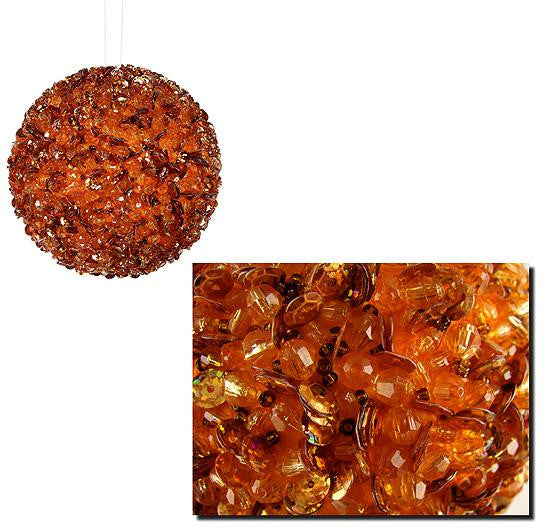 Lavish Orange Fully Sequined and Beaded Christmas Ball Ornament 4.25" (110mm)