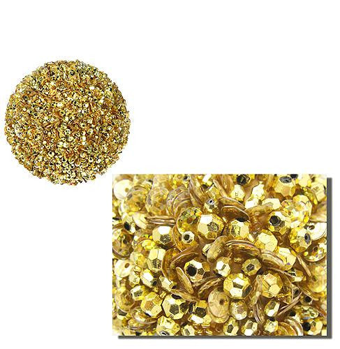 Lavish Gold Fully Sequined & Beaded Christmas Ball Ornament 4.25" (110mm)