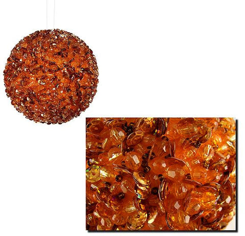 Lavish Orange Fully Sequined and Beaded Christmas Ball Ornament 3.5" (90mm)