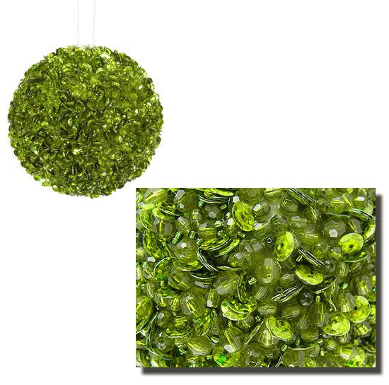 Lavish Lime Green Fully Sequined & Beaded Christmas Ball Ornament 3.5" (90mm)