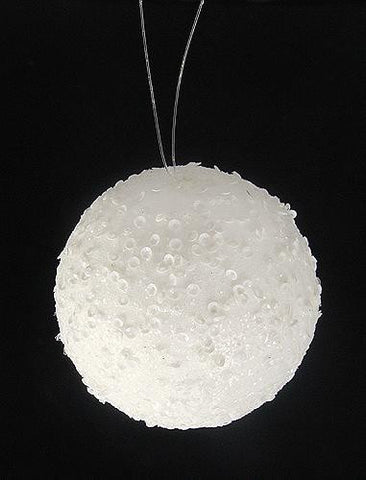 Fancy White Glitter Drenched Christmas Ball Ornament 3" (80mm)