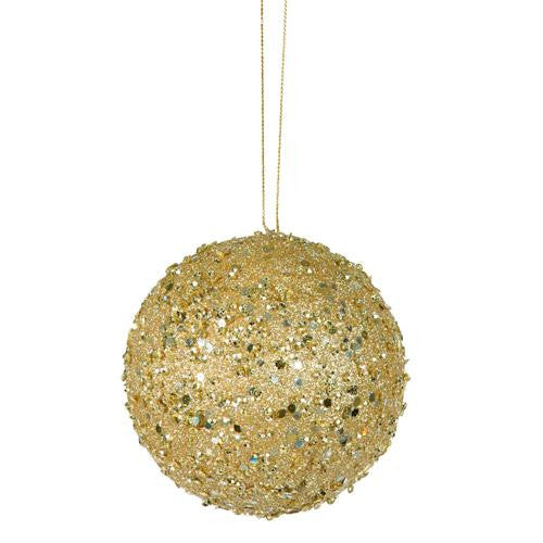 Fancy Gold Holographic Glitter Drenched Christmas Ball Ornament 3" (80mm)