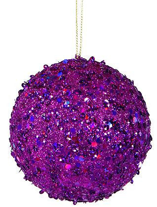 Fancy Purple Holographic Glitter Drenched Christmas Ball Ornament 4.75" (120mm)