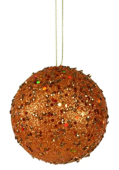 Fancy Orange Holographic Glitter Drenched Christmas Ball Ornament 4.75" (120mm)