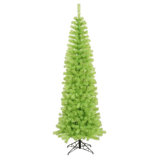 6.5' Pre-Lit Sparkling Chartreuse Green Pencil Artificial Christmas Tree - Green Lights