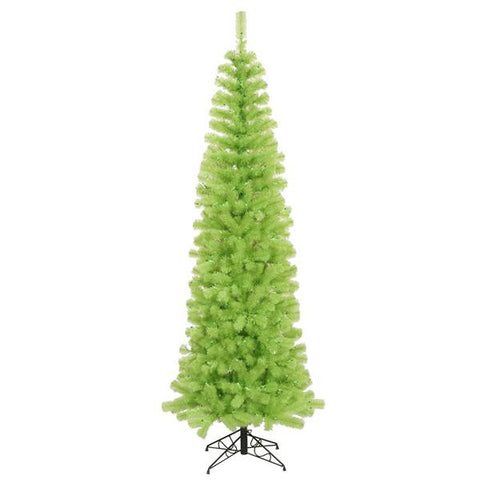 9' Pre-Lit Chartreuse Green Artificial Pencil Christmas Tree - Green Lights