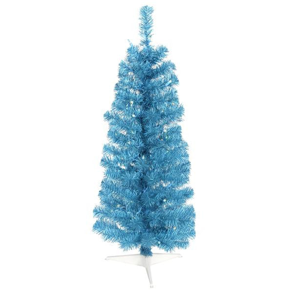 3' Pre-Lit Sparkling Sky Blue Pencil Artificial Christmas Tree - Blue Lights