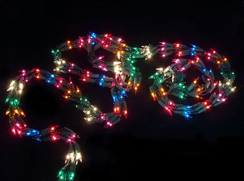 9' Christmas Light Garland with 300 Multi-Color Mini Lights - Green Wire