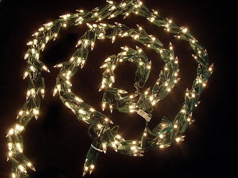 9' Christmas Light Garland with 300 Clear Mini Lights - Green Wire