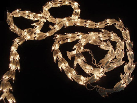 9' Christmas Light Garland with 300 Clear Mini Lights - White Wire