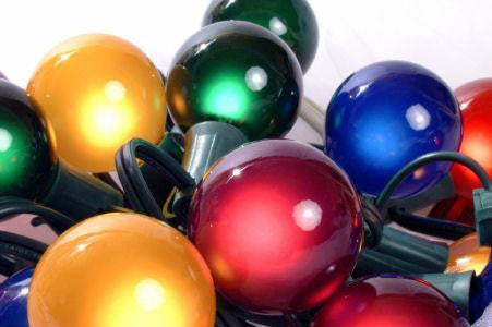 Set of 15 Multi-Color Satin G50 Globe Christmas Lights - Green Wire