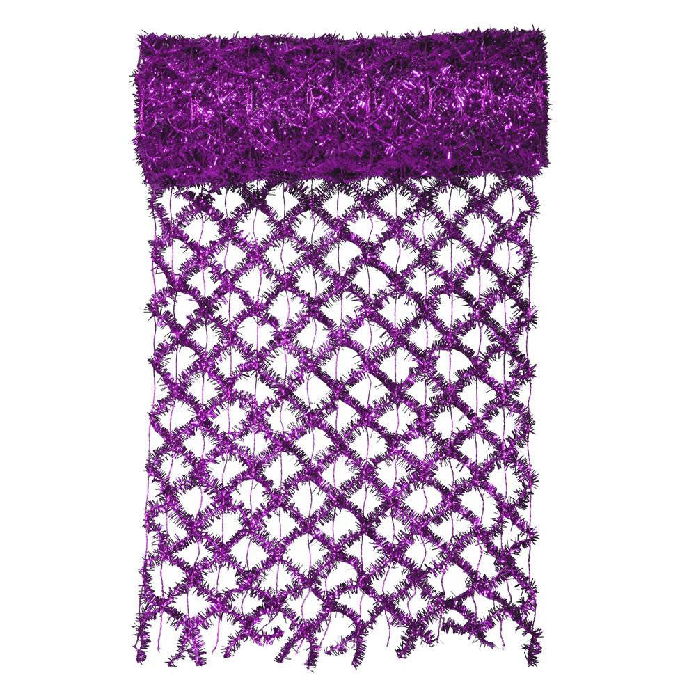 30' x 12" Commercial Length Extra Wide Wired Mesh Purple Tinsel Garland Ribbon