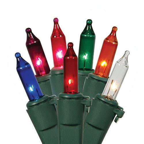 Set of 20 Multi-Color Mini Christmas Lights - Green Wire