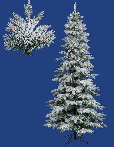 7.5' Pre-Lit Flocked Layered Utica Fir Artificial Christmas Tree - Multi Lights