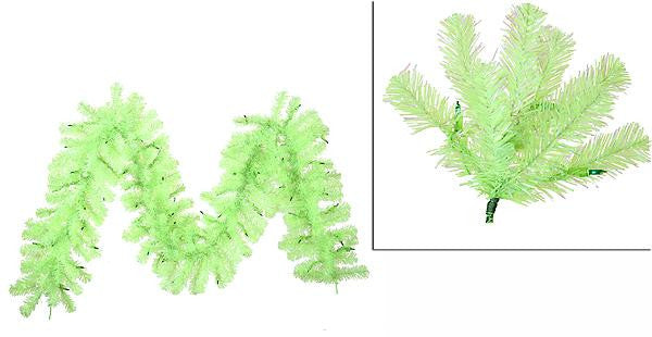 9' x 12" Pre-Lit Sparkling Chartreuse Green Christmas Garland - Green Lights