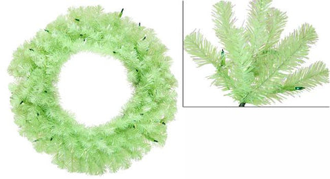 36" Pre-Lit Chartreuse Green Wide Cut Artificial Christmas Wreath - Green Lights