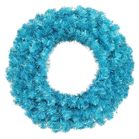 36" Pre-Lit Sparkling Sky Blue Artificial Christmas Wreath - Teal Lights